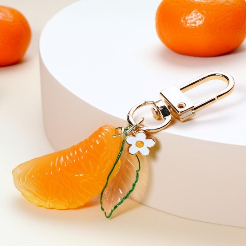 Tangerine Keychain Fruit Bag Backpack Keyring Friendship Couple Friend