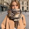 New Winter Plaid Scarf For Women Cashmere Warm Pashmina Female Thick Soft Bufanda Tassel Shawl Long Couple Scarves