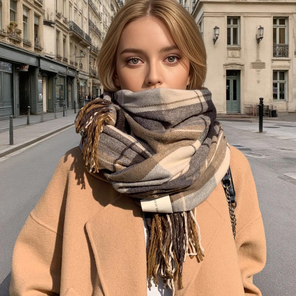 New Winter Plaid Scarf For Women Cashmere Warm Pashmina Female Thick Soft Bufanda Tassel Shawl Long Couple Scarves