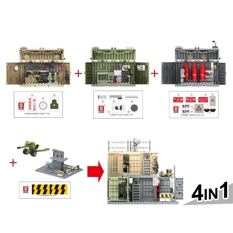 Vojenské Scéna Kontejnerový Kemp Arsenal Obrana Pozorovací Věže Velitelská Stanoviště Základny Policejní Stanoviště Stavebnice Modely Kostky