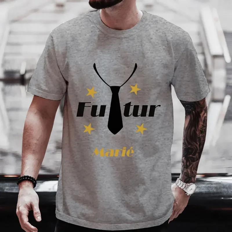 Französisch EVG Team Bräutigam T-Shirts Zukünftige Bräutigam Truppe T-Shirt Trauzeuge Krawatte Grafik Hochzeitsoberteile Freund Junggesellenabschied T-Shirt