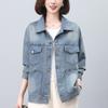 Women's Light Wash Soft Denim Lapel Jacket, Casual Loose Fit, 2024 New Autumn Style.