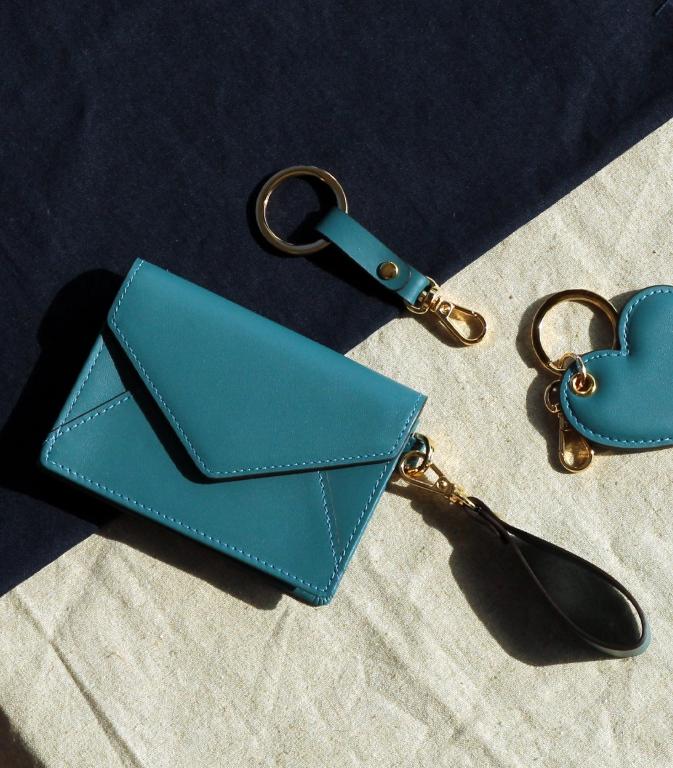 Matt Post Steen Leather Keyring Card Wallet Turquoise Blue