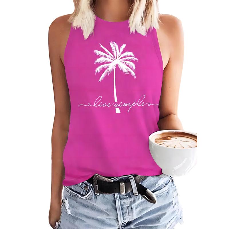 Summer Hawaii Coconut Tree 3D Print Tank Tops Women Streetwear Y2k Oversized Beach Vest Off Shoulder Sleeveless Woman Camisole