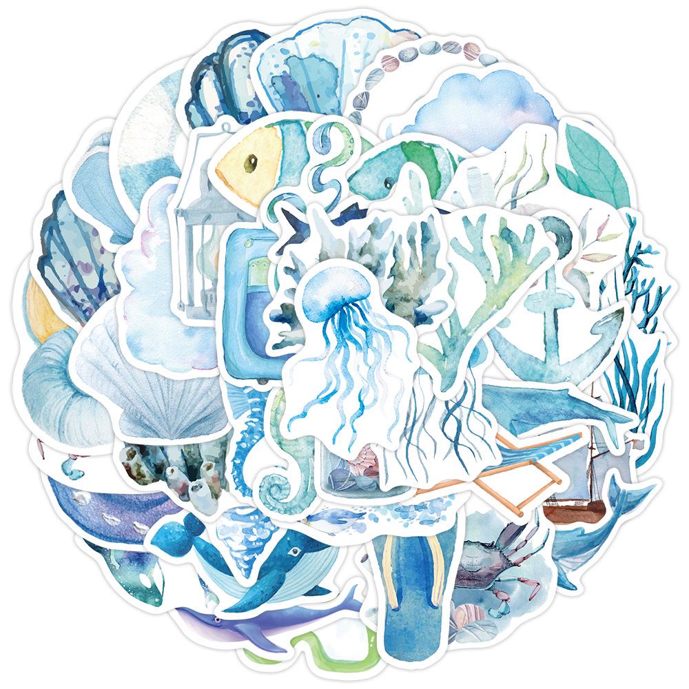 50 Meeres-Cartoon-Wasserdichte Aufkleber für Notizbücher, Handys und Wasserflaschen