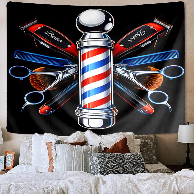 Barber Shop Pole Artwork Printed Tapestry, Wall Hanging,Livingroom, dormitory, Large Wall Decor, Fabric Decor Fan Birthday Gifts
