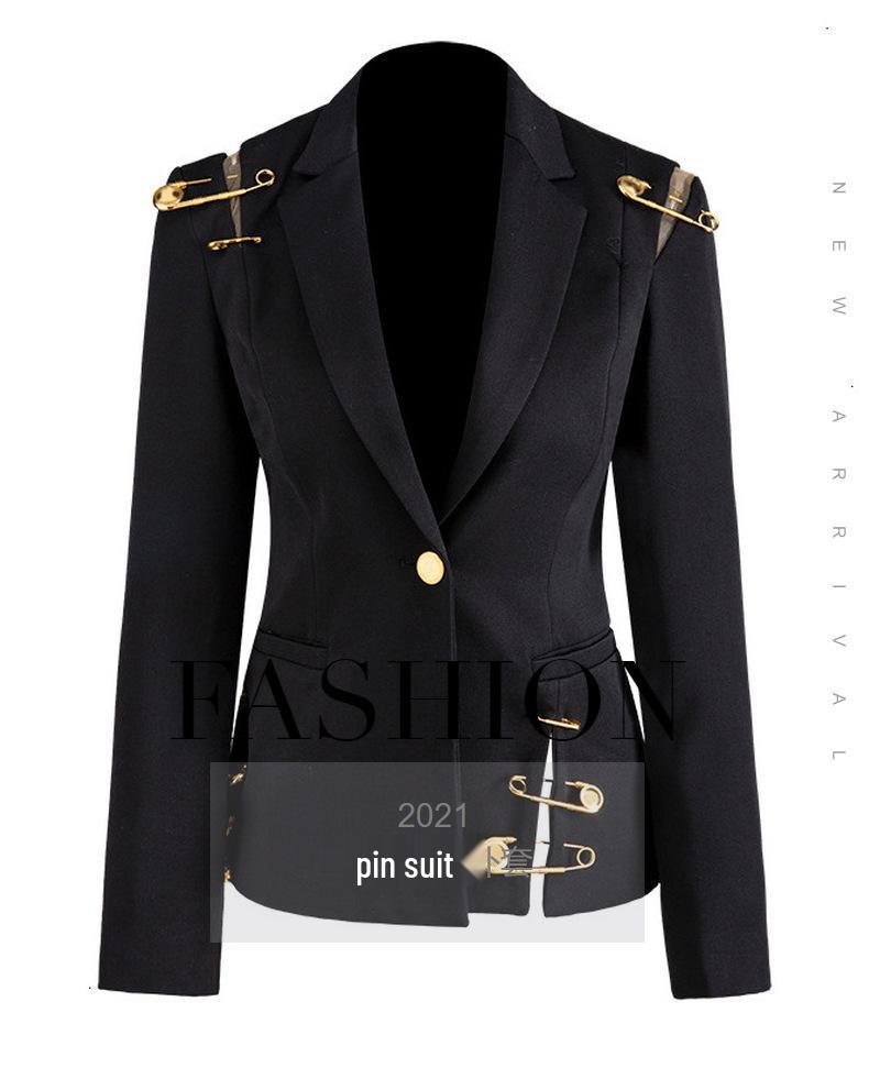 European Summer 2025 Mesh Spliced Pin-Decor Little Blazer for Women