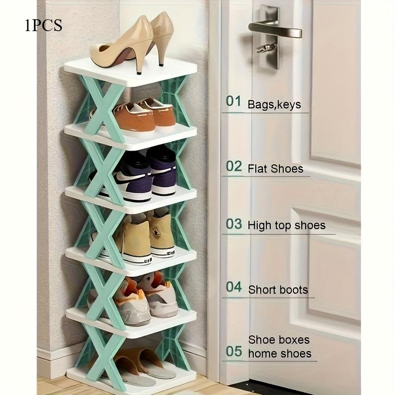 2-Tier Space-Saving Foldable Shoe Rack, Suitable for RVs, Bathrooms, and Dormitories - Durable PP Plastic, Compact Lightweight Storage Box