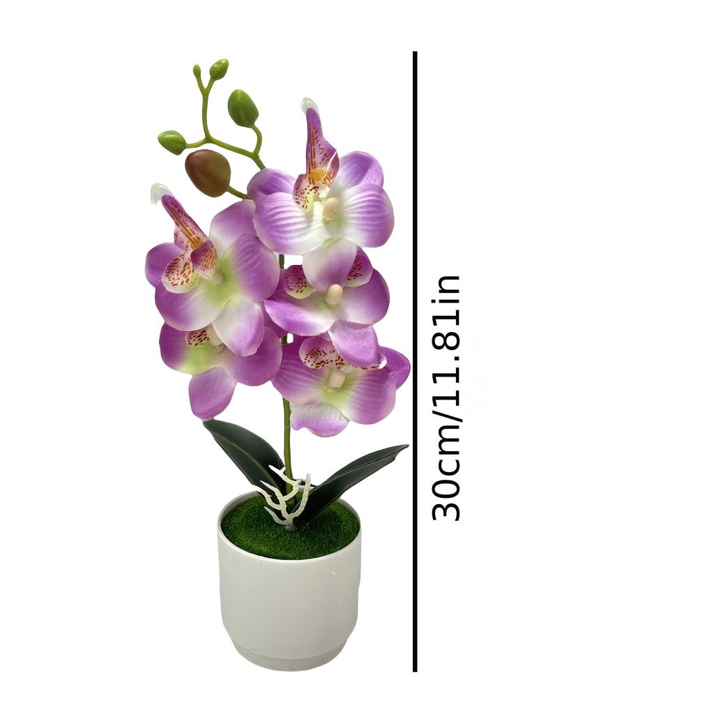 Orchidee Künstliche Orchideen Blumen mit Vase Weiß Pflanze Seide Falsche Orchideen Kunstblumen Gestecke für Heimdekoration