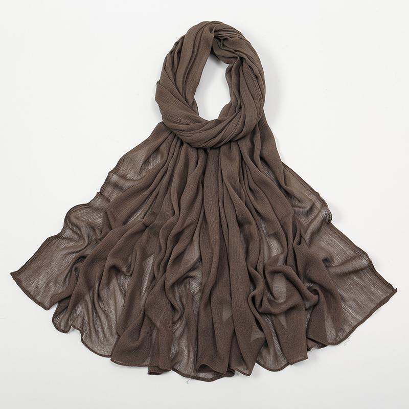 Crinkle Muslim Women Hijab Wrinkle Rayon Headscarf Solid Color Women's Turban Plain Viscose Cotton Musulman Femme Shawl Ramanda