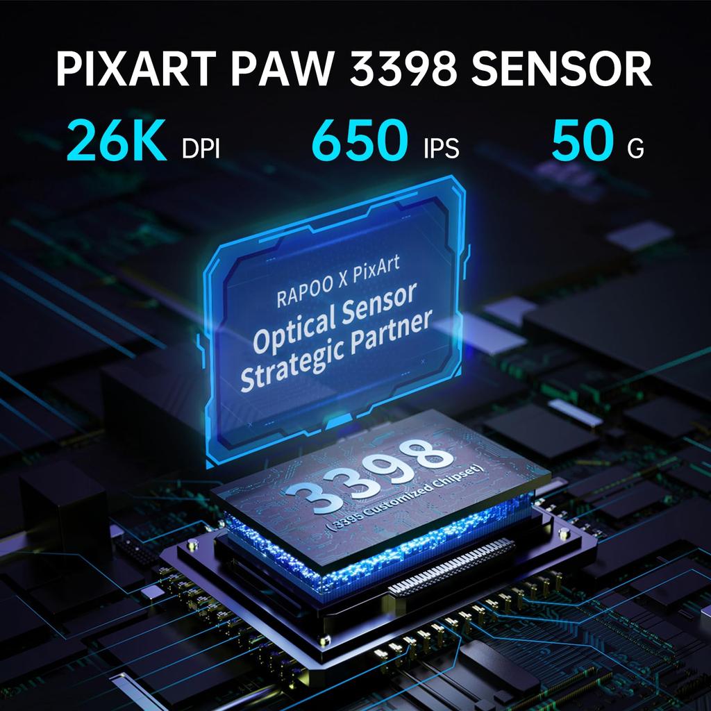 RAPOO VT9PRO4K Wireless Gaming Mouse, 26000DPI, 4K Polling, PAW3398 Sensor, Optical Mouse, 10 Programmable Buttons, 68g Lightweight, 180 Hours of