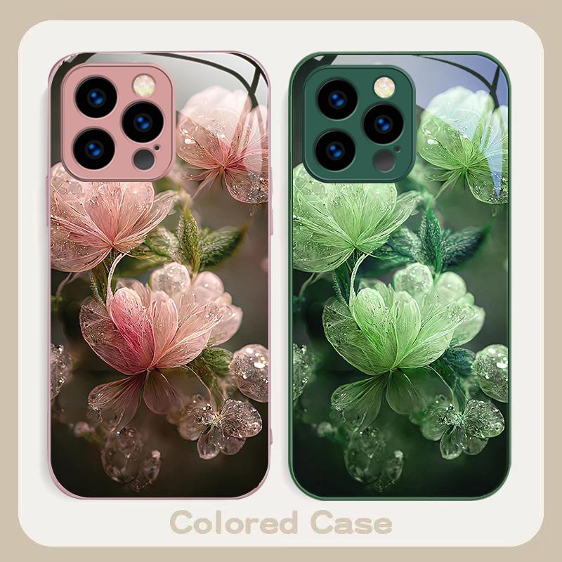 Rosa Kristallblume Für iPhone 16 E 15 14 13 Plus 12 mini 11 Pro Max XR Xs Max X 7 8 Plus 6 6S 22 Gehärtetes Glas Handyhülle
