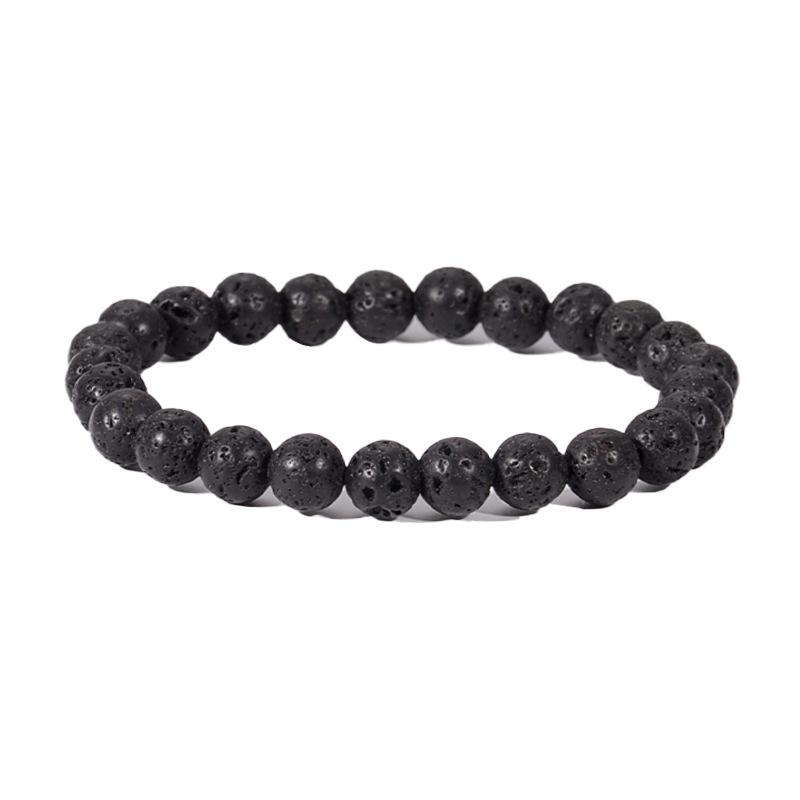 Tiger Eye Stone Bracelet Volcanic Stone Bracelet Fashionable Versatile Leather Men's Set