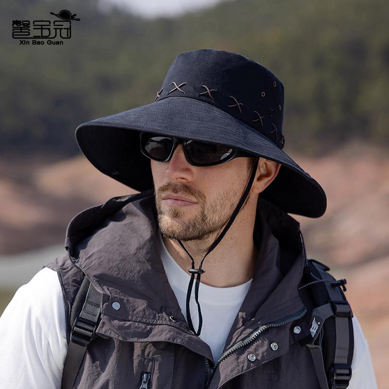 9231 summer outdoor sun protection hat men's big eaves bucket hat spring and autumn mountaineering fishing breathable sun hat