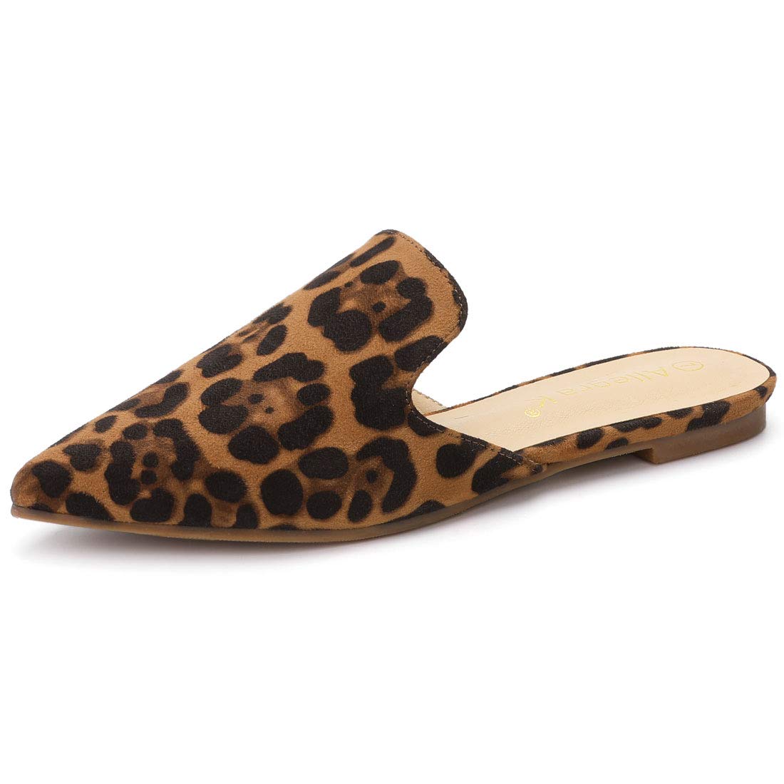 

Allegra K Women s Leopard Slide Mule Flats with Pointed Toe and Low Heels, Size 24.0cm