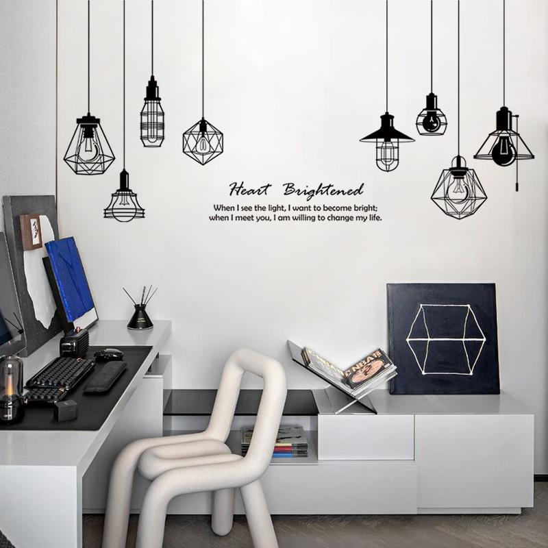 Adesivo da Parete Lampadario Stile Nordico Colorato Rimovibile Decorazione Sfondo TV per Camera da Letto e Soggiorno Adesivo Vetro Finestra