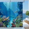 Underwater World Ocean Blue Turtle Coral Polyester Waterproof Mildew Washable Shower Curtain 180 X 180Cm With 12 Hooks