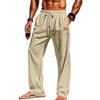 Cross-Border Men's Cotton Linen Drawstring Beach Pants.