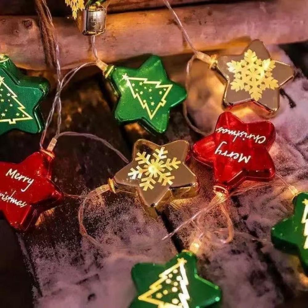 Hot Selling Electroplated Christmas Lighting Festival Atmosphere Flashing Ball Colored Lights Outdoor Decoration Led Star Snowflake Light String