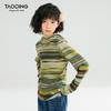 Girls' Korean Style Striped Hooded Long-Sleeve T-Shirt