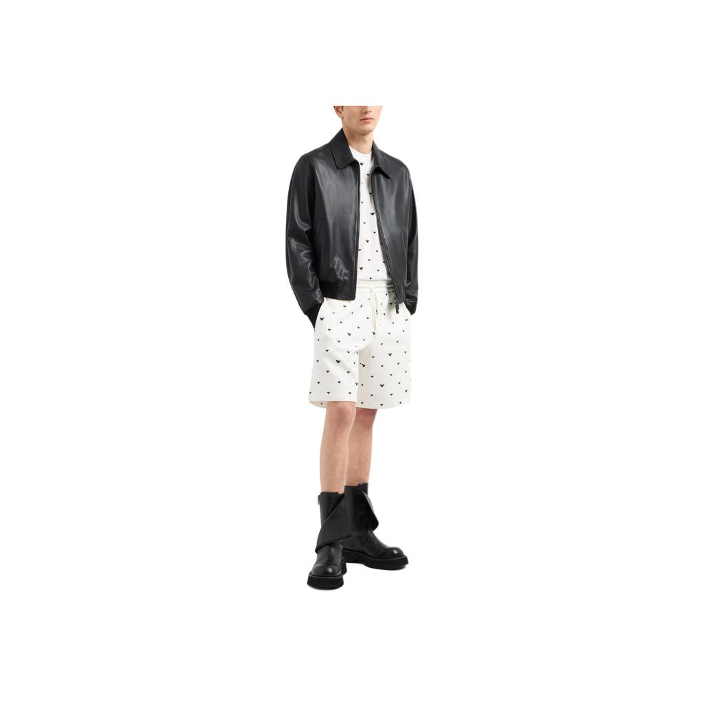 Emporio Armani Embroidered Logo All Over Print Short Sleeve T-Shirt Men Tops Off-White EM001400-AF10017-F0085