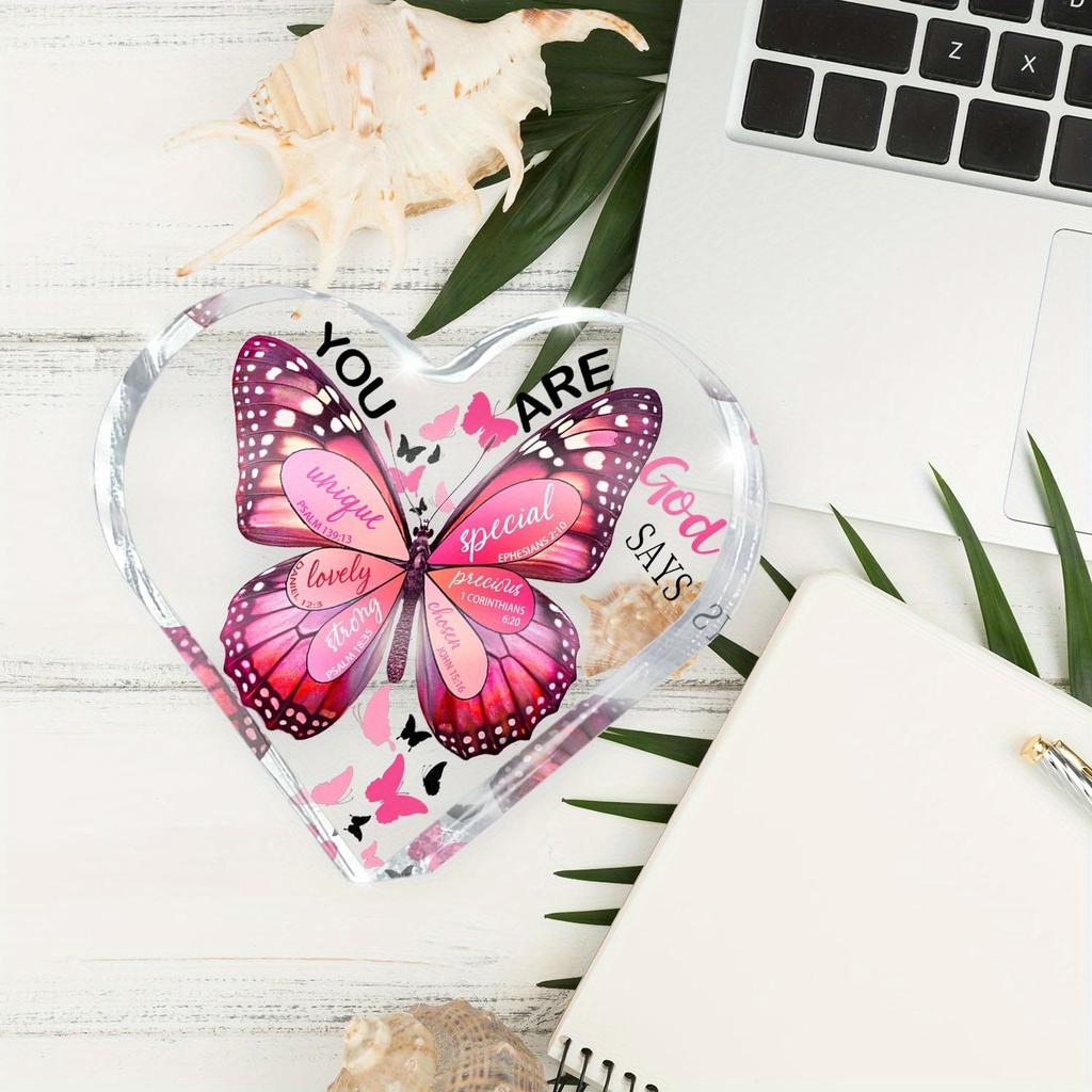 Christian Acrylic Wall Decor - 4-Inch (4.02inch) Religious Spiritual Gift with 'God Says You Are Uniq' & 'You Are Special' Messages