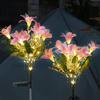 Solar Garden Lights Outdoor 7-Head Lily Light with Swaying Pole 4 Colors Waterproof Solar Powered LED String Lights for Yard Patio Pathway Energy