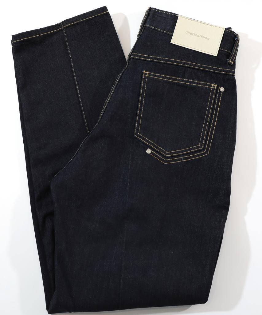 DILETTANTISME Unisex Raw Denim Semi-Baggy Single-Pleat Jeans