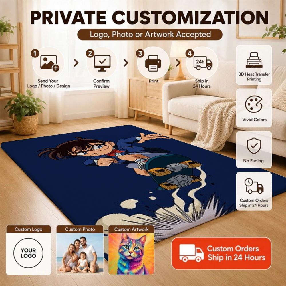 Anime Detective Action Indoor Rug Soft Texture Nonslip Carpet For Girls Bedroom Play Area Home Decor Halloween Gift