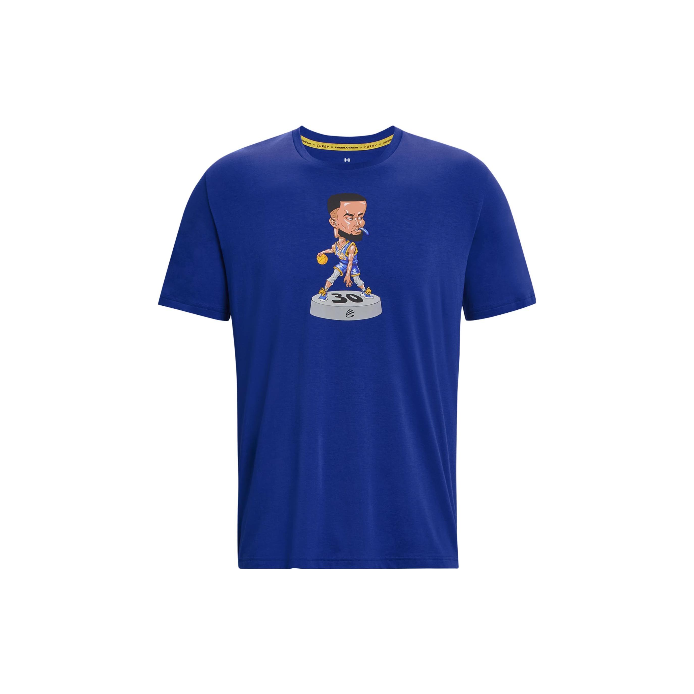 Under Armour Curry Bobble Head Basketball T-shirt Royal Blue Men s 1379859-400 XL