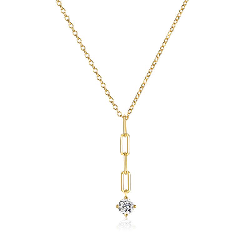 

Настоящее серебро 925 пробы Простые хрустальные ожерелья с подвеской из одного циркона для женщин Очаровательные женские ювелирные изделия с горным хрусталем 45cm