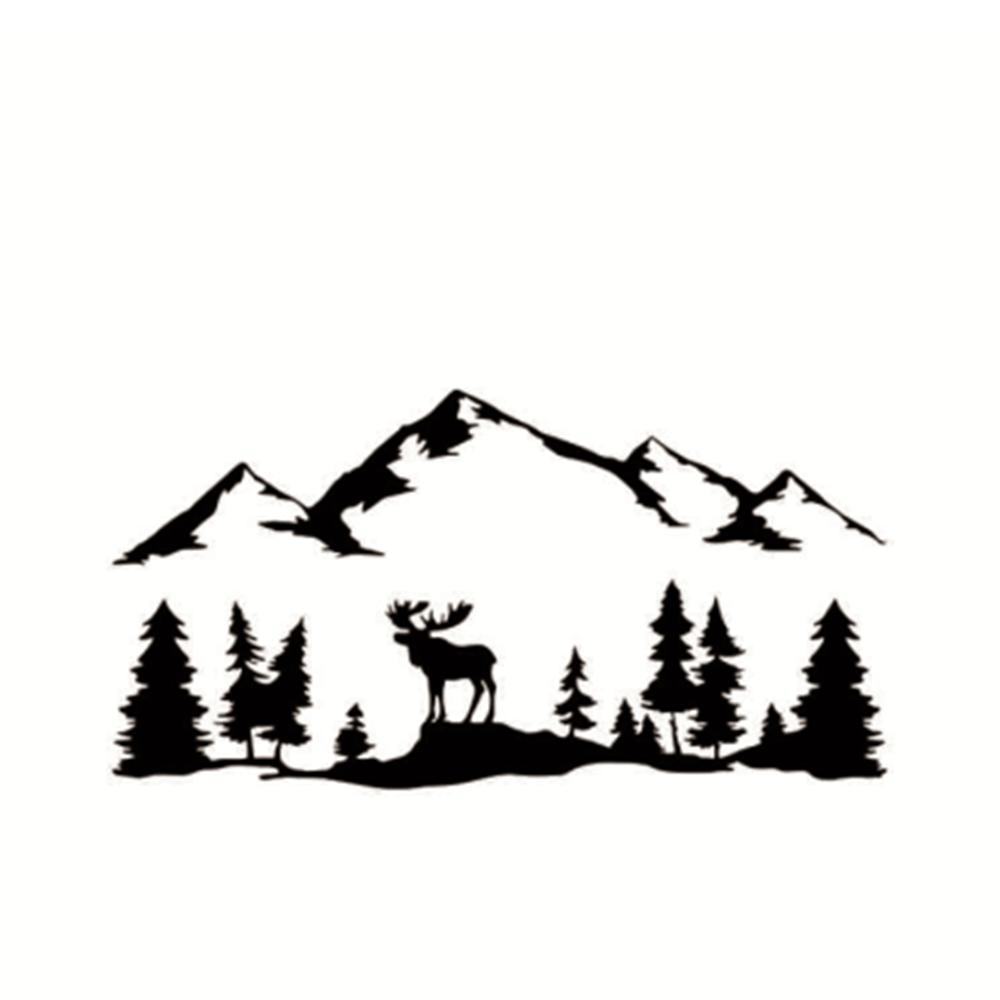 Black Moose Trees Forest Mountain Vinyl Decal Sticker For SUV RV Camper Trailer