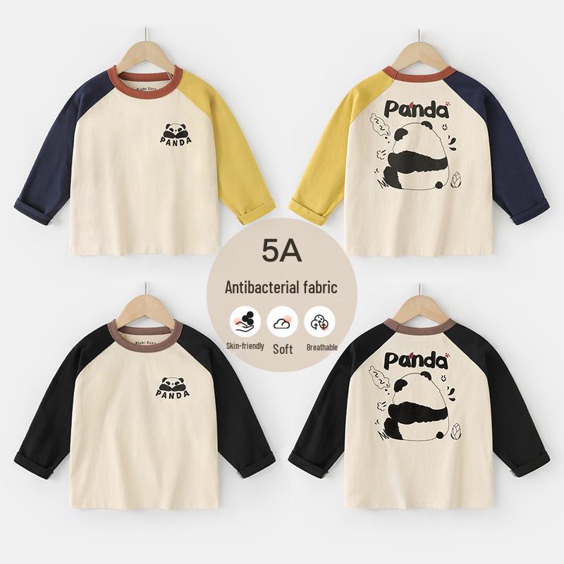Right Europe Kids' Panda T-shirt: Antibacterial Spring/Autumn Base Layer for Infants & Children