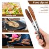 2Pcs Wood Food Tongs Rustproof Salad Tongs with Wood Tips Locking Storage Wood Serving Tongs for Flipping Cooking Grilling
