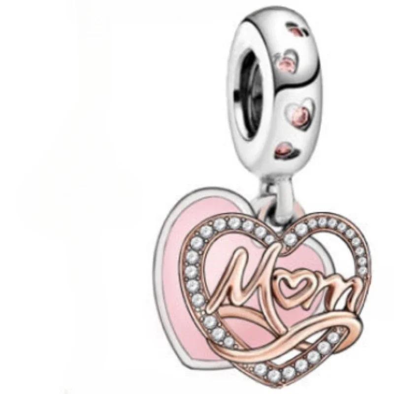 925 Silver Heart Mum Dangle Dream Catcher Charm DIY Jewelry For Women Original Bracelet Beads