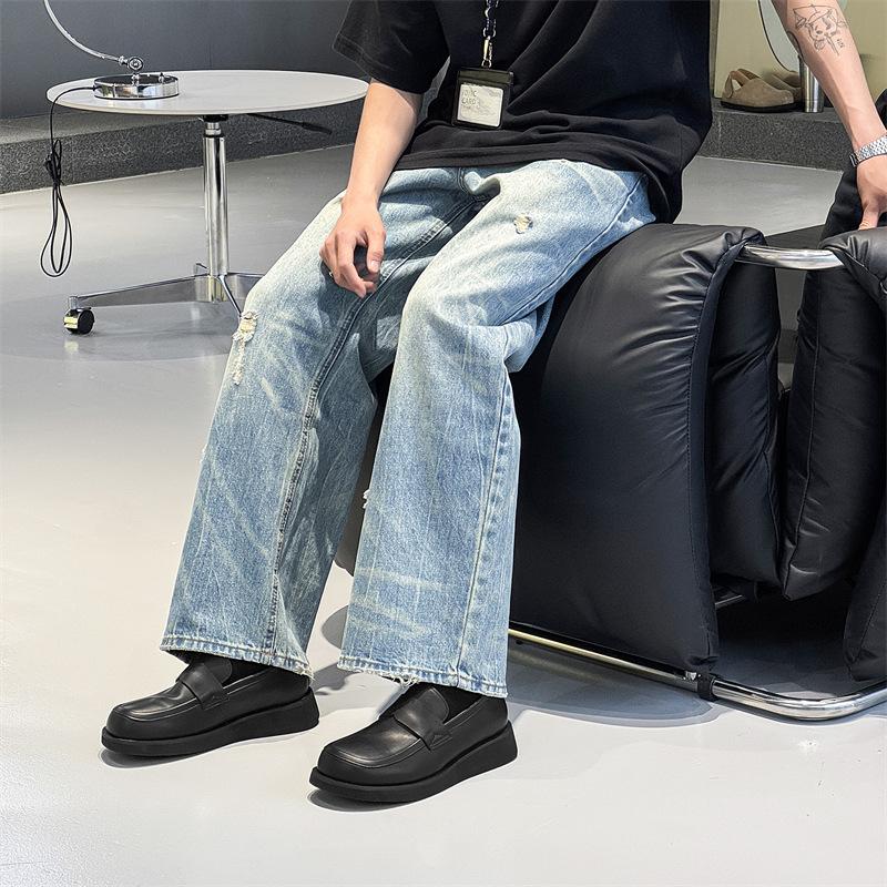 Thick-soled small leather shoes New single shoes in spring and summer Soft-soled low heels