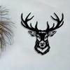 2D Flat Abstract Deer Metal Wall Art, Modern Black Silhouette with Rustic Wood Background for Home Decor