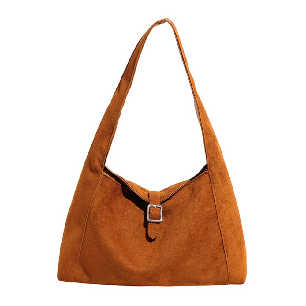 Solid Color Suede Tote Bag Korean Style Underarm Packs Casual Large Capacity Handbag  Girls