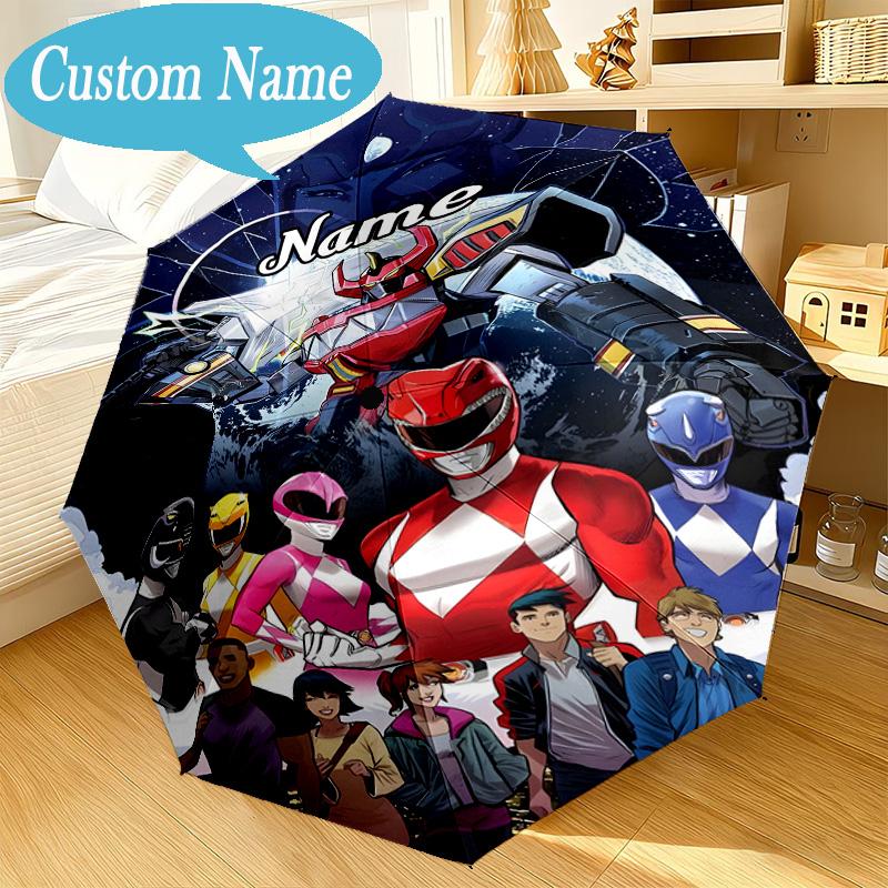 Custom Name Umbrella Power Rangers City Adventure Umbrella 8-Frame for Travel, Camping, Casual Lightweight Portable, Essential for Family Gifts