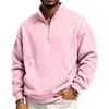 Chaqueta Deportiva con Cremallera y Forro para Hombre, Sudadera Casual de Manga Larga con Cuello Alto y Bolsillos