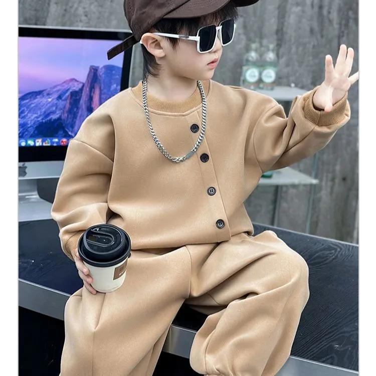 Boys' Spring/Fall Set Kids' Design Sweatshirt + Pants Handsome Two-Piece Set
