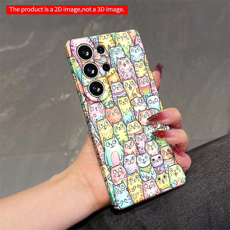 2DFlat Samsung phone case Colorful Watercolor Cats Phone Case Applicable to Galaxy S22 S23 S24 S25ULTRA S26 A12 A13 A14 A15 A16 A34 A35 A54 A55