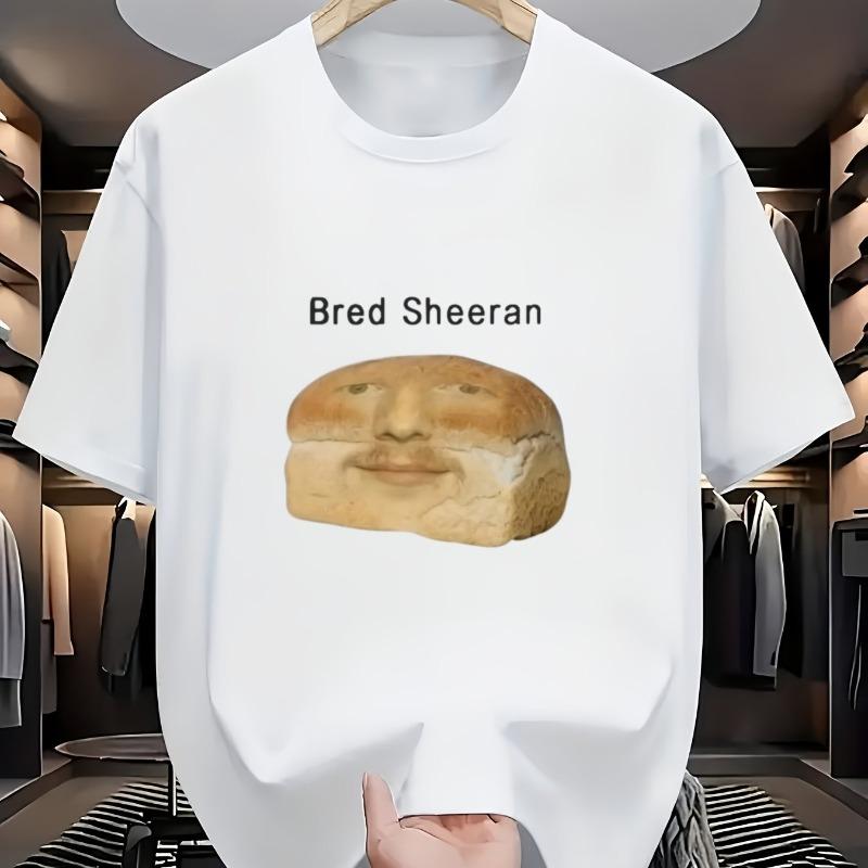 Men's Fun Bread Face Emoji T-shirt Summer Casual Men's and Women's Same