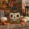 Decorative Figurines for Shelves Halloween Tiered Tray Decorations, Wooden Tabletop Ornaments, Vintage Centerpiece Style Desktop Ornaments Home