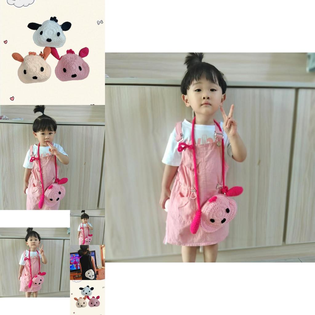 Adorable Cartoon Shoulder Bag For Kids Cute Knitted Animal Pattern Preschool Use