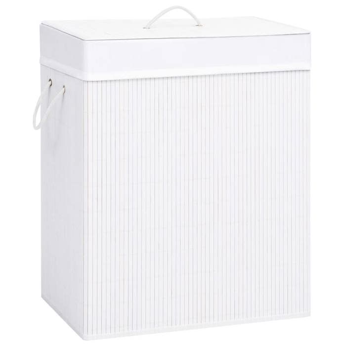 VidaXL Panier à linge avec 2 sections bambou blanc 100 L 320744