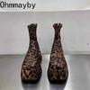 Punk Style Platform Heel Women Ankle Boots Fashion Elegant Leopard Print Shoes Autumn Winter Laides Concise Short Booties