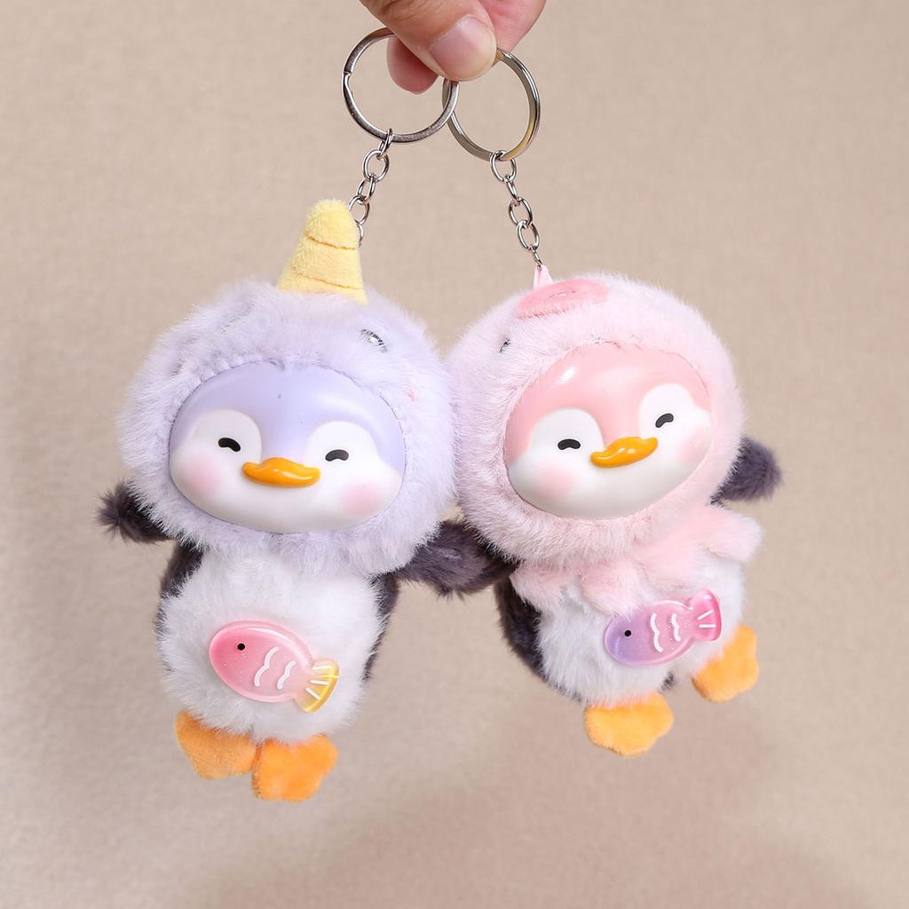 Cute Plush Toy Keychain Vinyl Penguin Pendant Creative Animal Stuffed Doll Cartoon Backpack Birthday Gifts