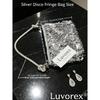 Silver Sequin Fringe Clutch Purse for Women, Evening Bag