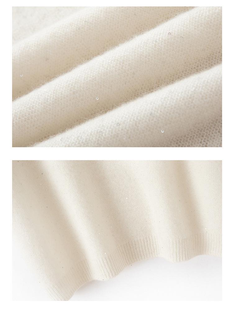 Women's Starry Sky Sequin V-Neck Pullover Sweater, Half-Sleeve Versatile Knit Top